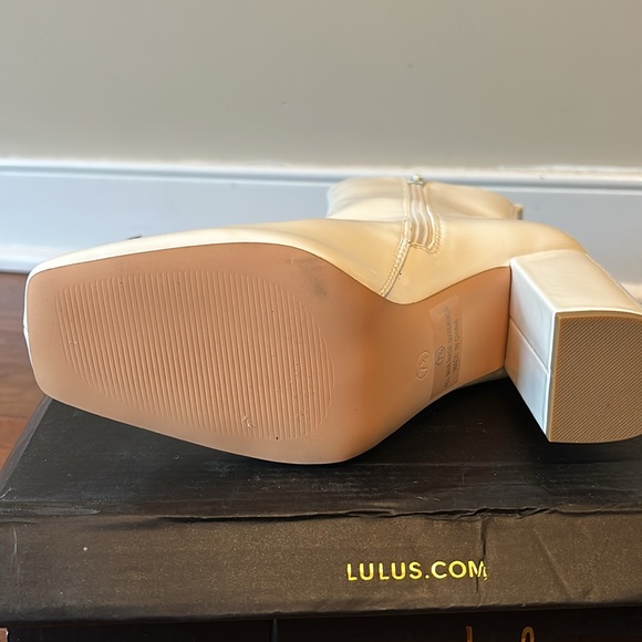Lulus Bekka white patent square toe mid calf boot, size 7 1/2.  Brand new! - Picture 7 of 11